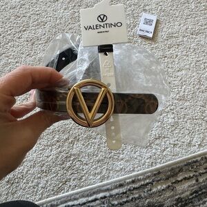 Valentino Women's Brown and Gold Belt